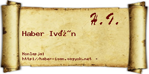Haber Iván névjegykártya