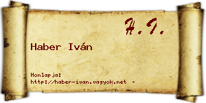 Haber Iván névjegykártya